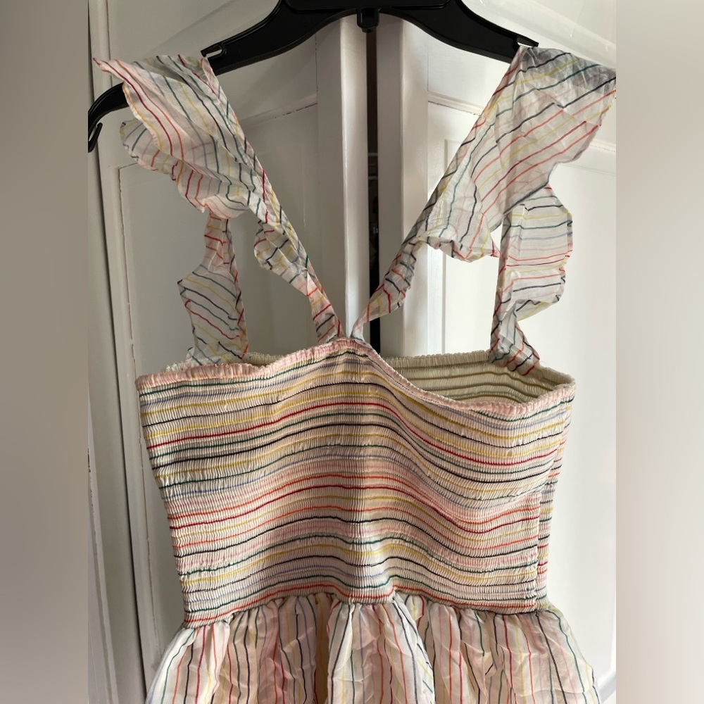Madewell Ruffle-Strap Smocked Dress in Rainbow Stripe - Picture 7 of 10